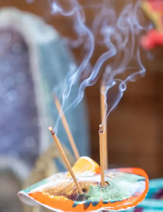Calm journey space with incense